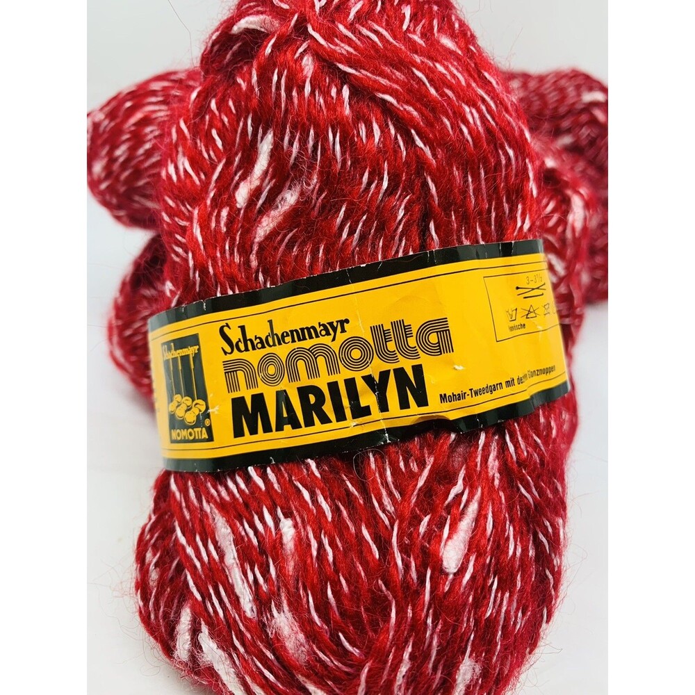 SCHACHENMAYR NOMOTTA MARILYN YARN MOHAIR VISCOSE 8 50g SKEINS RED W/ WHITE - Picture 10 of 12